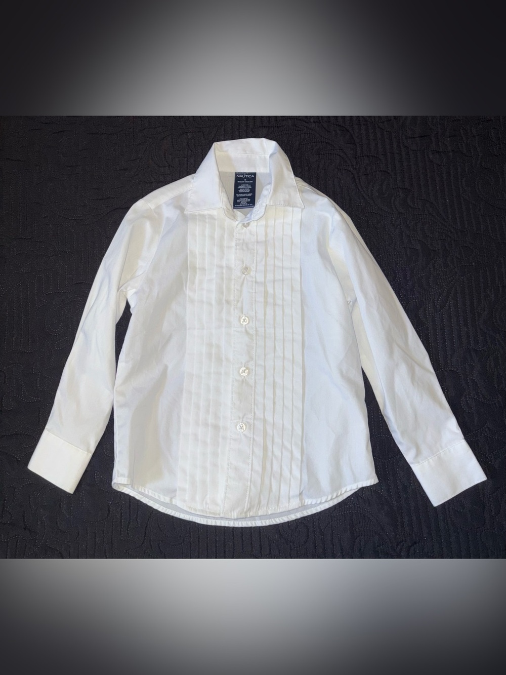 Nautica White Pleated Front Button-Down Shirt Size 5